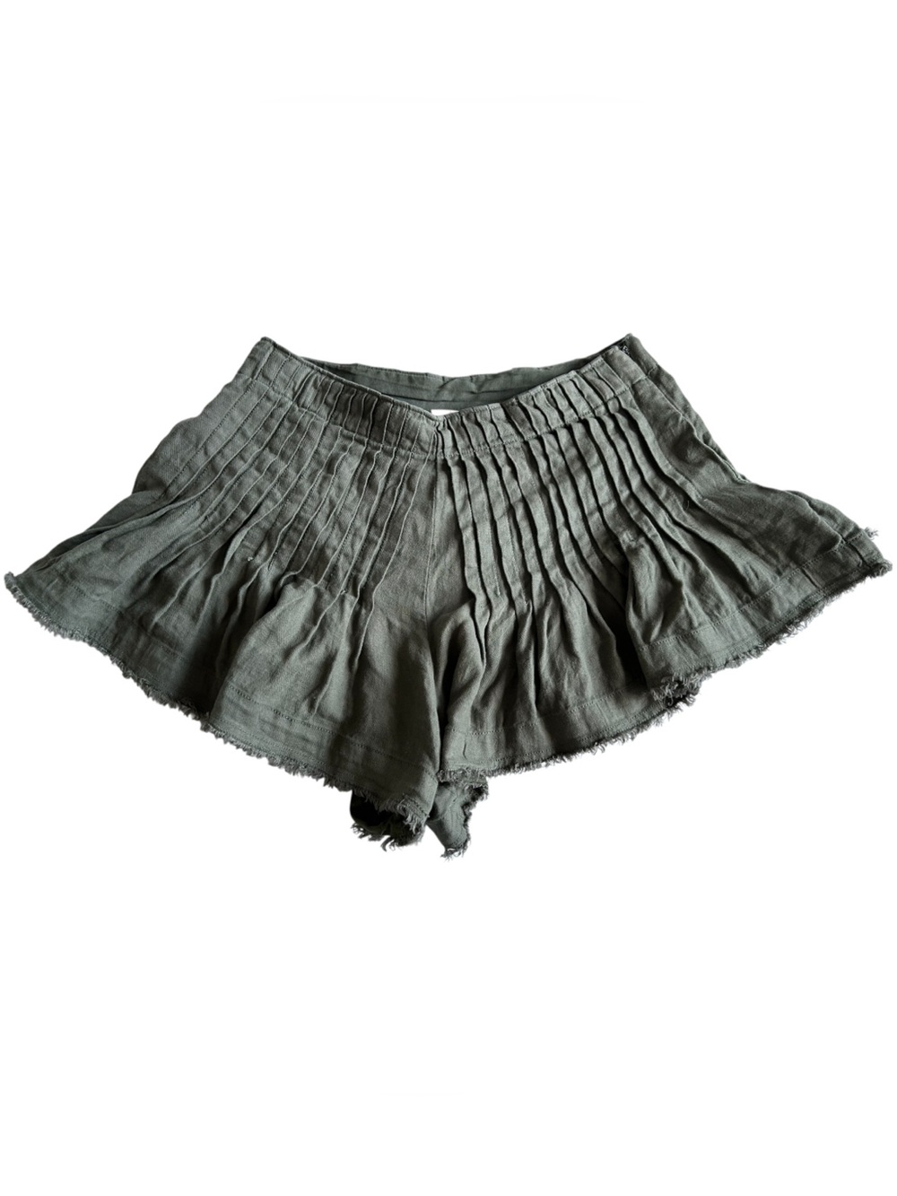 Anthropologie Olive Green Pleated Mini Skirt Skorts